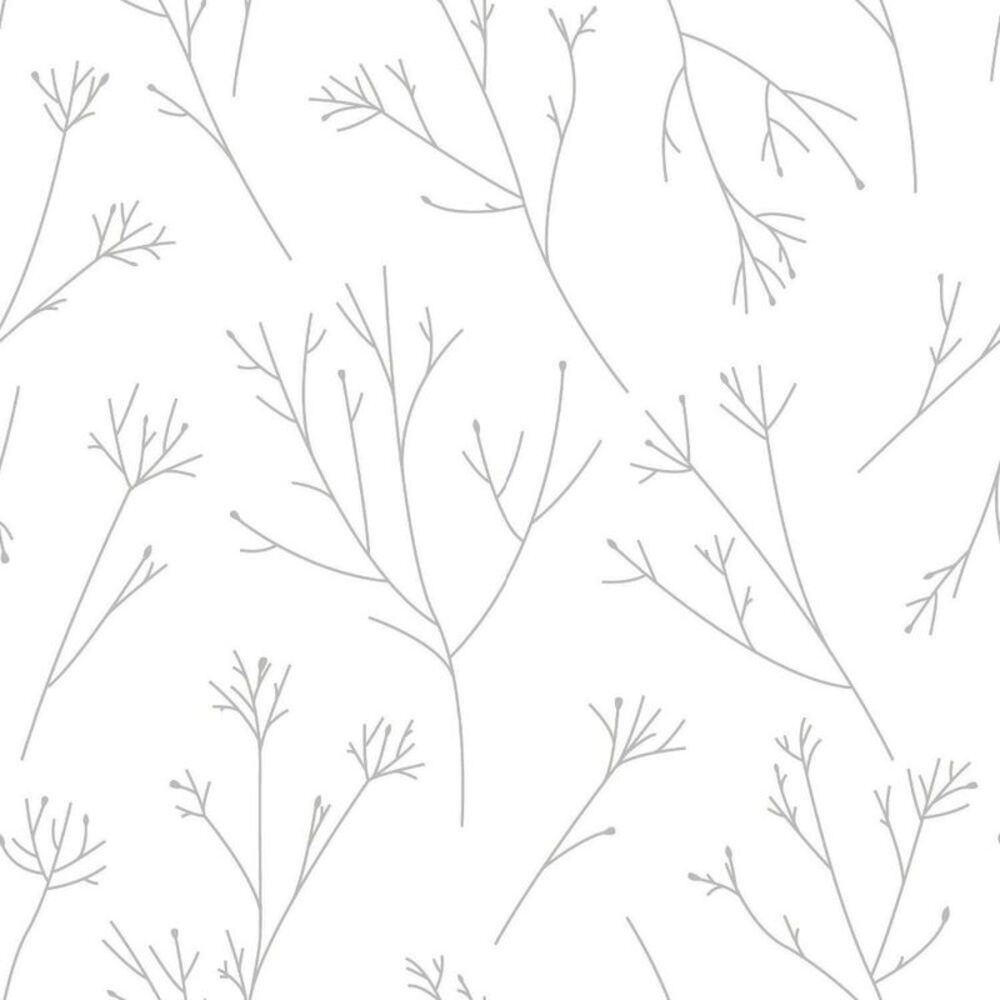 Twigs Gray Modern Floral Botanical Self-Adhesive Peel & Stick Wallpaper